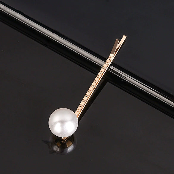 Women's Pearl Bow Hair Clip Handwoven Lolita Hair Accessory Simple Natural Barrette