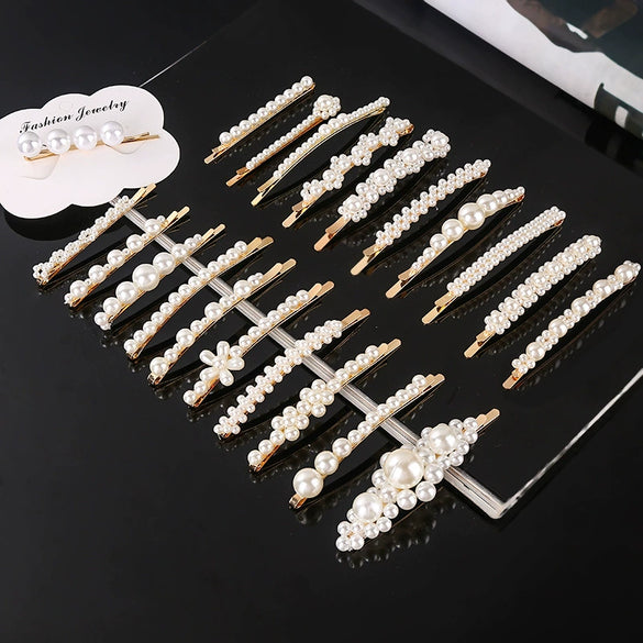 Women's Pearl Bow Hair Clip Handwoven Lolita Hair Accessory Simple Natural Barrette