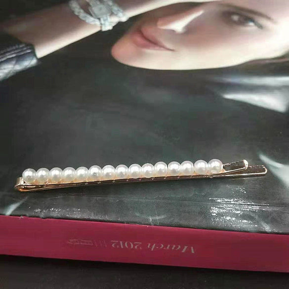 Women's Pearl Bow Hair Clip Handwoven Lolita Hair Accessory Simple Natural Barrette
