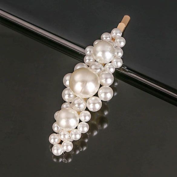 Women's Pearl Bow Hair Clip Handwoven Lolita Hair Accessory Simple Natural Barrette