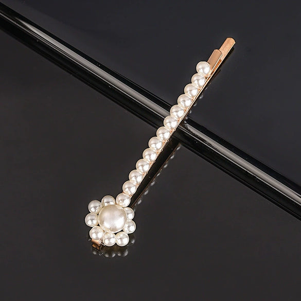 Women's Pearl Bow Hair Clip Handwoven Lolita Hair Accessory Simple Natural Barrette