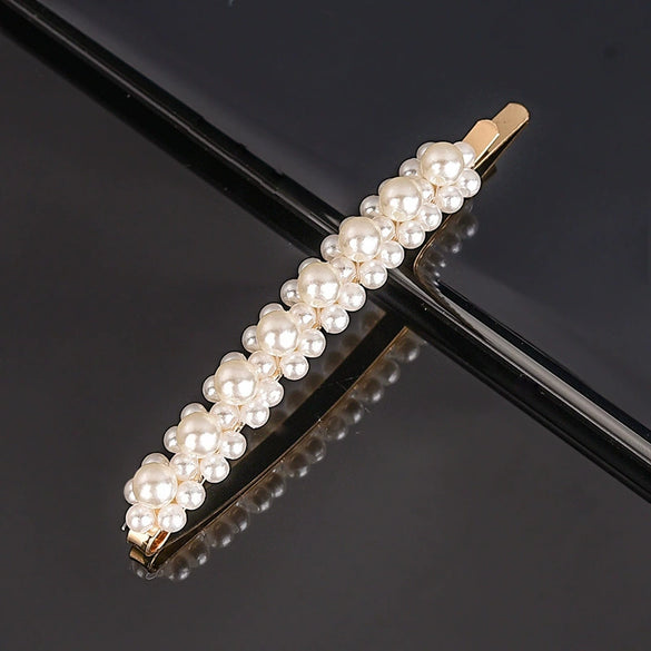 Women's Pearl Bow Hair Clip Handwoven Lolita Hair Accessory Simple Natural Barrette