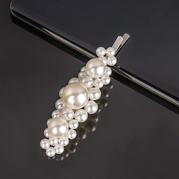 Women's Pearl Bow Hair Clip Handwoven Lolita Hair Accessory Simple Natural Barrette