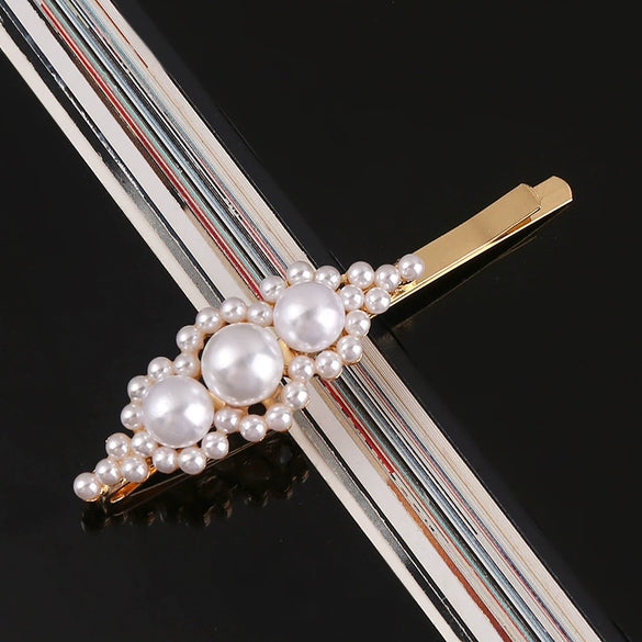 Women's Pearl Bow Hair Clip Handwoven Lolita Hair Accessory Simple Natural Barrette