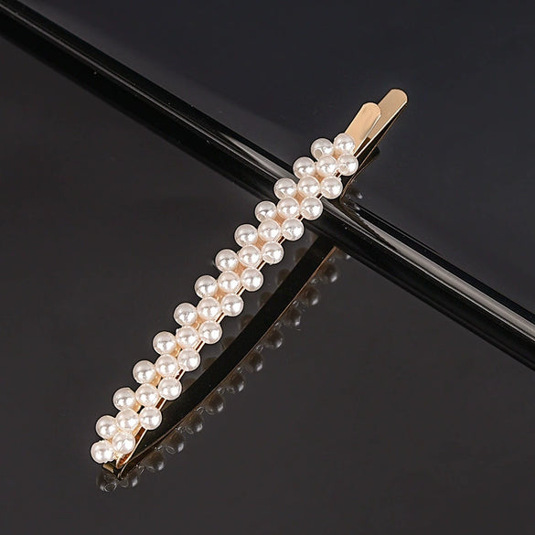 Women's Pearl Bow Hair Clip Handwoven Lolita Hair Accessory Simple Natural Barrette