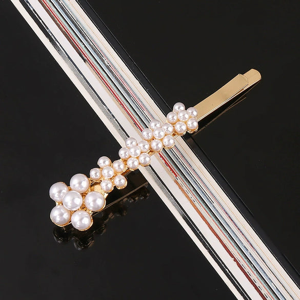 Women's Pearl Bow Hair Clip Handwoven Lolita Hair Accessory Simple Natural Barrette