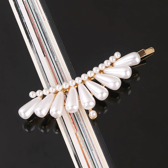 Women's Pearl Bow Hair Clip Handwoven Lolita Hair Accessory Simple Natural Barrette
