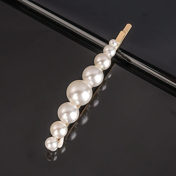 Women's Pearl Bow Hair Clip Handwoven Lolita Hair Accessory Simple Natural Barrette
