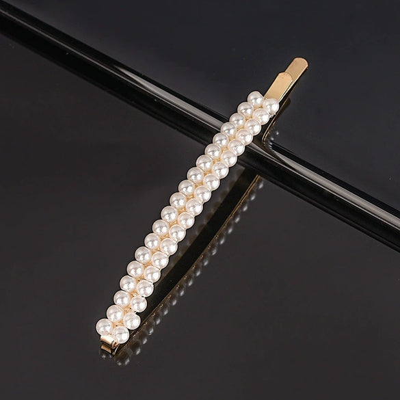 Women's Pearl Bow Hair Clip Handwoven Lolita Hair Accessory Simple Natural Barrette