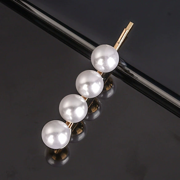 Women's Pearl Bow Hair Clip Handwoven Lolita Hair Accessory Simple Natural Barrette
