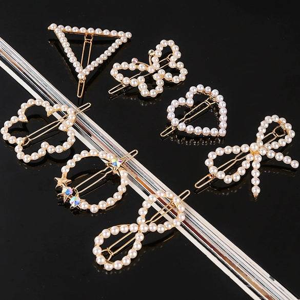 Women's Pearl Butterfly Frog Hair Clip With Electroplated Finish Elegant Rhinestone Heart Flower Hair Accessory