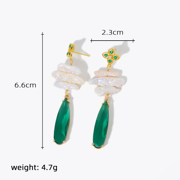 Women's Pearl Geometric Handmade Baroque Water Drop Earrings