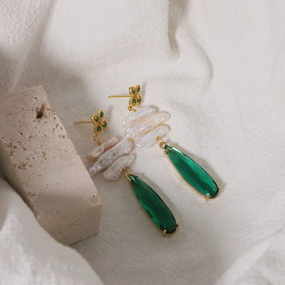 Women's Pearl Geometric Handmade Baroque Water Drop Earrings