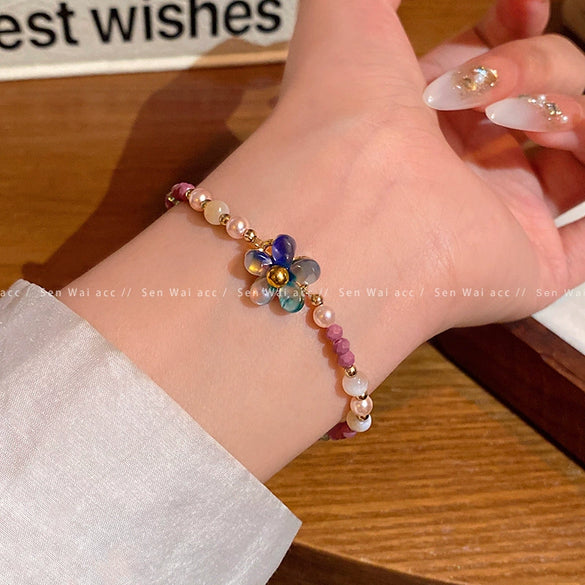 Women's Pearl Geometric Insectinspired Electroplated Hand Jewelry Bracelet