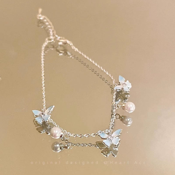 Women's Pearl Geometric Insectinspired Electroplated Hand Jewelry Bracelet