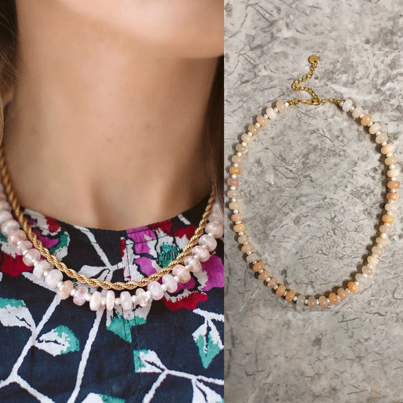 Women's Pearl Geometric Minimalist Water Wave Chain Electroplated Clavicle Necklace