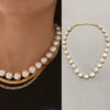 Women's Pearl Geometric Minimalist Water Wave Chain Electroplated Clavicle Necklace