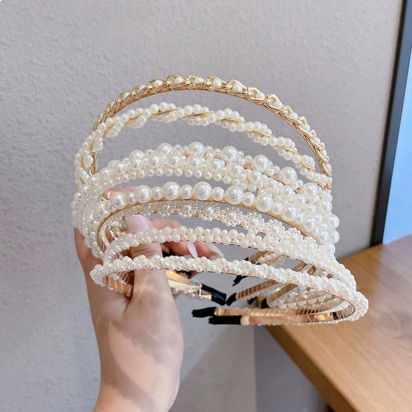 Women's Pearl Geometric Style Hair Band Hair Accessory Headdress