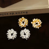 Women's Pearl Geometric Sunflower Copper Electroplated Earrings Fashion Style