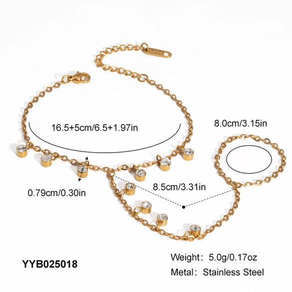 Women's Pearl Gold Bean Bracelet Finger Chain Ring Fashion Design Simple Light Luxury Titanium Steel Jewelry Pvd Furnace Vacuum Real Gold Plating