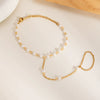 Women's Pearl Gold Bean Bracelet Finger Chain Ring Fashion Design Simple Light Luxury Titanium Steel Jewelry Pvd Furnace Vacuum Real Gold Plating