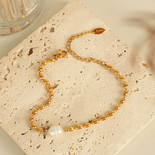 Women's Pearl Light Luxury Niche Design Sense Fashion Personality Allmatch 316L Stainless Steel Gold Plated Necklace