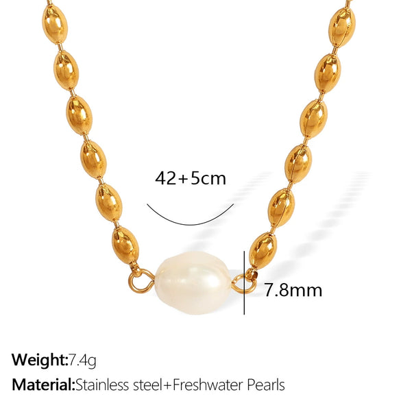 Women's Pearl Light Luxury Niche Design Sense Fashion Personality Allmatch 316L Stainless Steel Gold Plated Necklace