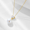 Women's Pearl Necklace 925 Sterling Silver Geometric Style