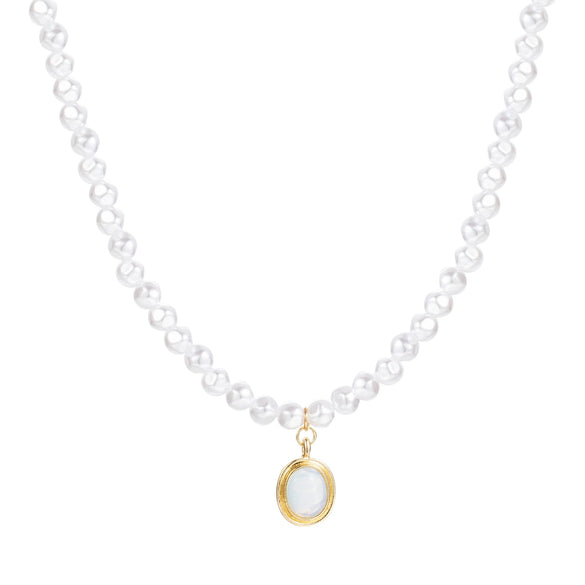 Women's Pearl Necklace With Alloy Love Pendant Geometric Pattern Highend Style
