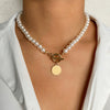 Women's Pearl Necklace With Alloy Love Pendant Geometric Pattern Highend Style