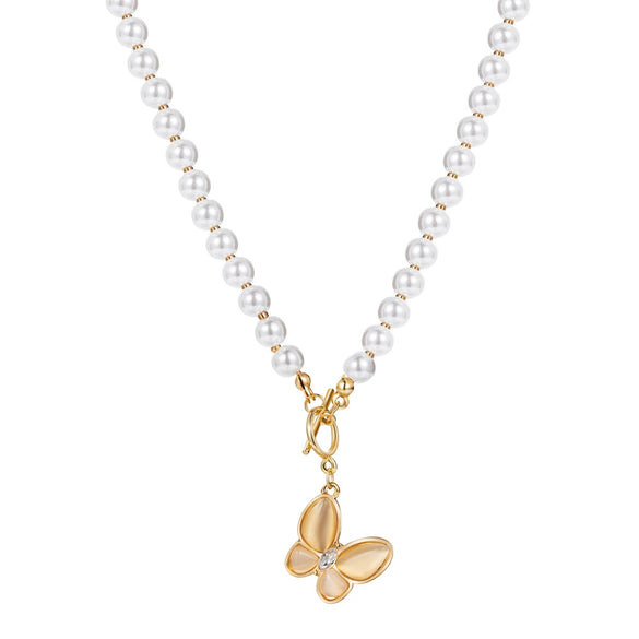 Women's Pearl Necklace With Alloy Love Pendant Geometric Pattern Highend Style