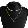 Women's Pearl Necklace With Alloy Love Pendant Geometric Pattern Highend Style