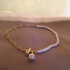 Women's Pearl Necklace With Geometric Design And Woolen Chain Retro And Elegant