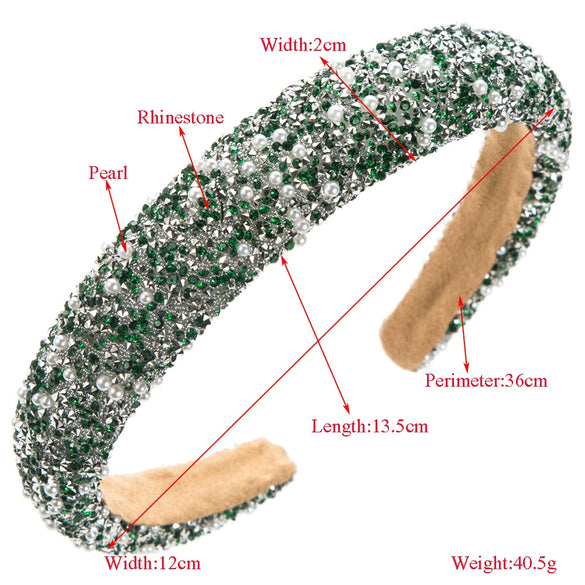 Women's Pearl Rhinestone Geometric Hairband With Diamond Design