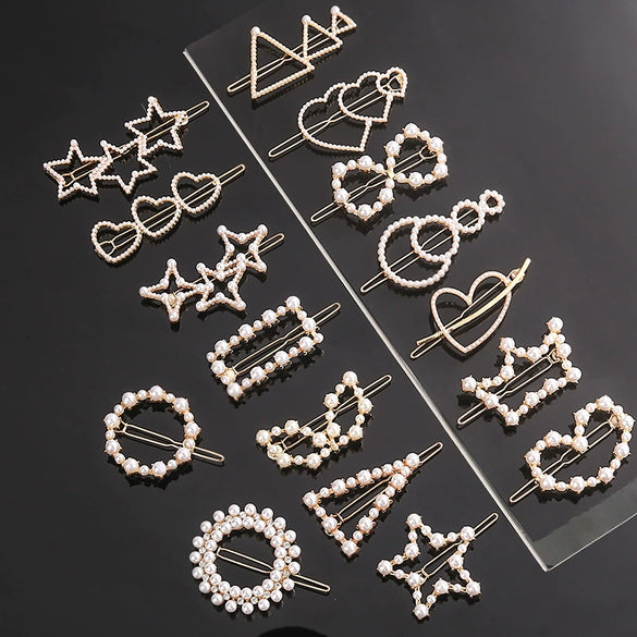 Women's Pearlembellished Frog Buckle Hairpin Side Clip Elegant Bangs Hair Accessory