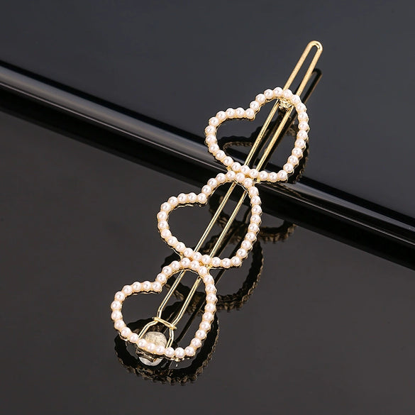 Women's Pearlembellished Frog Buckle Hairpin Side Clip Elegant Bangs Hair Accessory