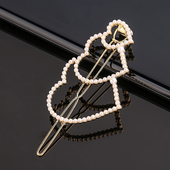 Women's Pearlembellished Frog Buckle Hairpin Side Clip Elegant Bangs Hair Accessory