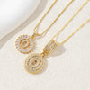 Women's Pendant Necklace Copper Inlaid With Zirconium Plated Real Gold Geometric Letters Pattern Set With Diamonds