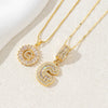 Women's Pendant Necklace Copper Inlaid With Zirconium Plated Real Gold Geometric Letters Pattern Set With Diamonds