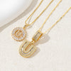 Women's Pendant Necklace Copper Inlaid With Zirconium Plated Real Gold Geometric Letters Pattern Set With Diamonds