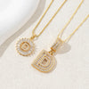 Women's Pendant Necklace Copper Inlaid With Zirconium Plated Real Gold Geometric Letters Pattern Set With Diamonds