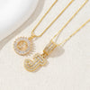Women's Pendant Necklace Copper Inlaid With Zirconium Plated Real Gold Geometric Letters Pattern Set With Diamonds