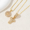 Women's Pendant Necklace Copper Inlaid With Zirconium Plated Real Gold Geometric Letters Pattern Set With Diamonds