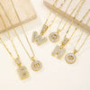Women's Pendant Necklace Copper Inlaid With Zirconium Plated Real Gold Geometric Letters Pattern Set With Diamonds