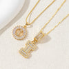Women's Pendant Necklace Copper Inlaid With Zirconium Plated Real Gold Geometric Letters Pattern Set With Diamonds