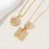 Women's Pendant Necklace Copper Inlaid With Zirconium Plated Real Gold Geometric Letters Pattern Set With Diamonds