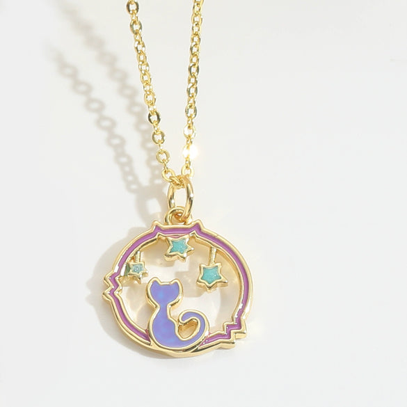 Women's Pendant Necklace Copper Mixed Gemstone Setting Geometric Heart Electroplated