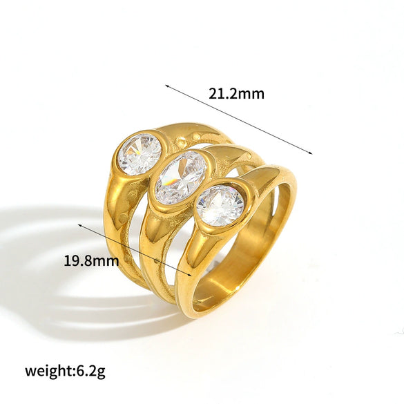 Women's Personality Fashion Titanium Steel Ring With Drop Shaped And Heart Shaped Colored Diamond Jewelry