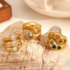 Women's Personality Fashion Titanium Steel Ring With Drop Shaped And Heart Shaped Colored Diamond Jewelry