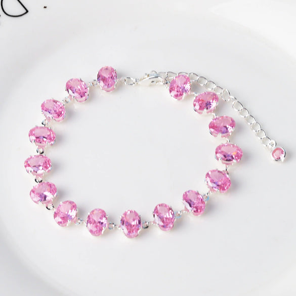 Women's Pink Crystal Candy Style Copper Inlaid Zircon Bracelet